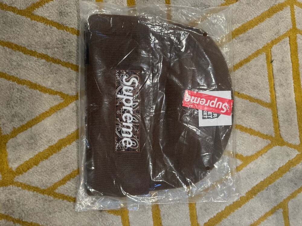 Supreme x New Era Bandana Box Logo Beanie 'Dark Brown' FW19